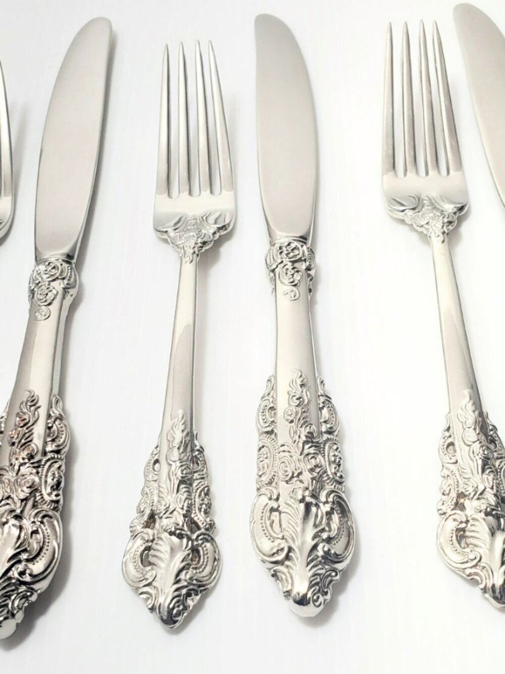 Godinger Baroque Silverplate Flatware 10 Pieces – 5 Dinner Knives & 5 Forks